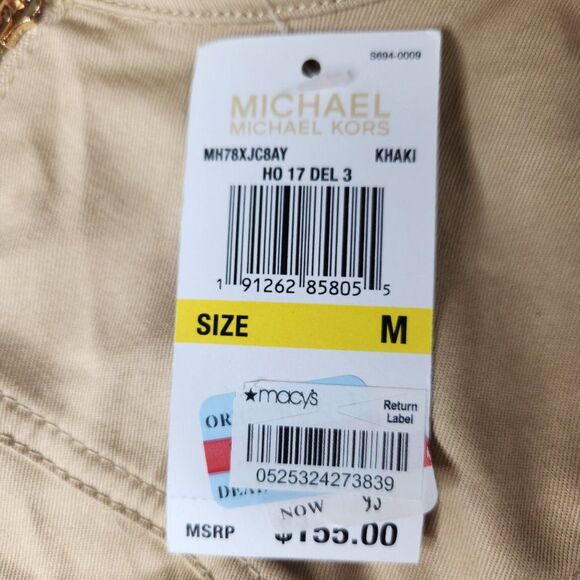 New NWT Michael Kors Women Zip Khaki Utility Tank Knee Length Dress Size Medium - Picture 8 of 8